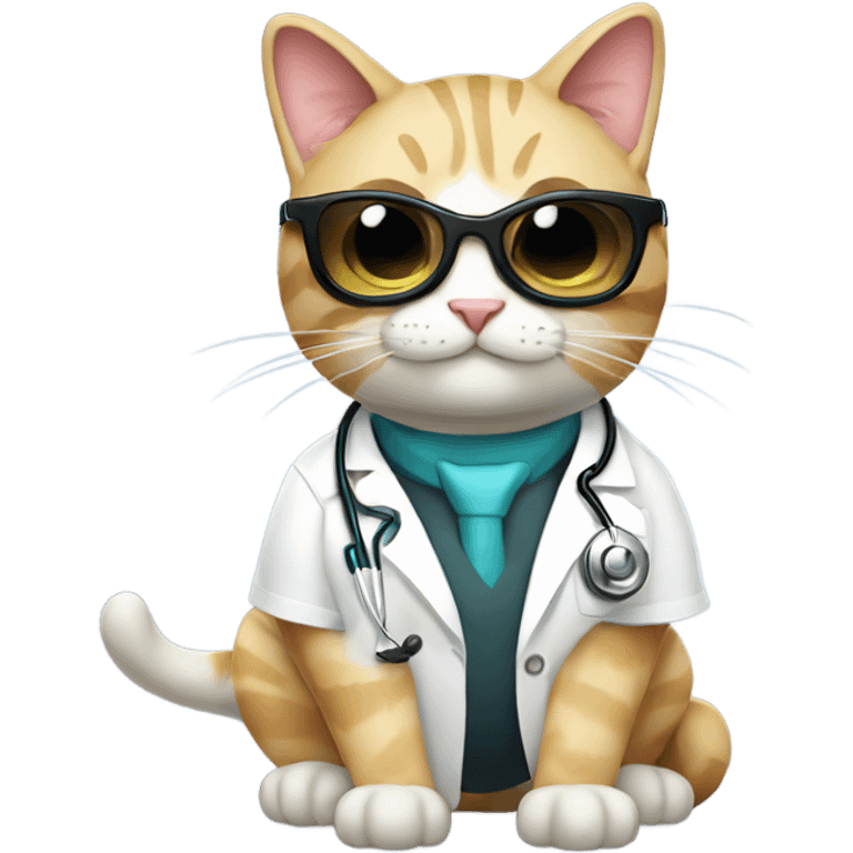 happy doctor cat wearing black sunglasses emoji