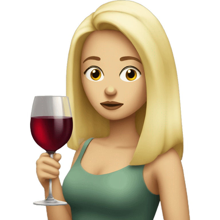 sad blonde drinking wine  emoji