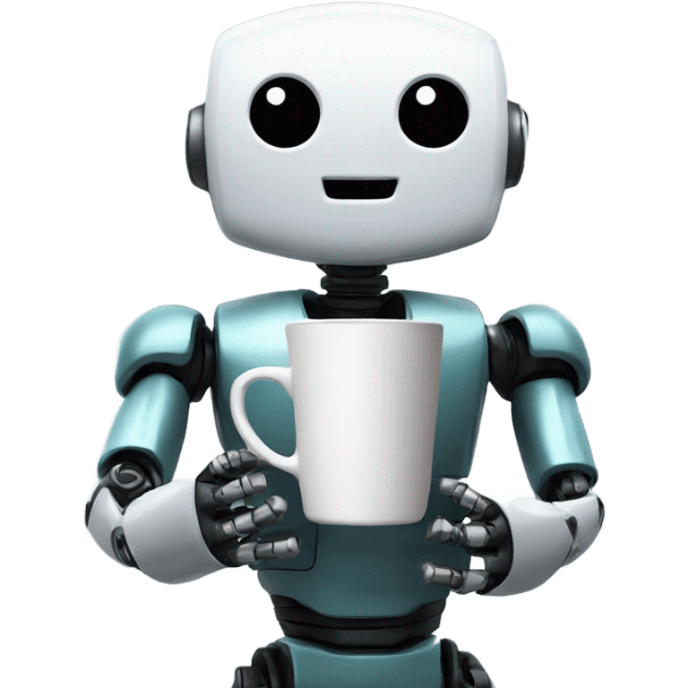 robot with a cup of coffee emoji