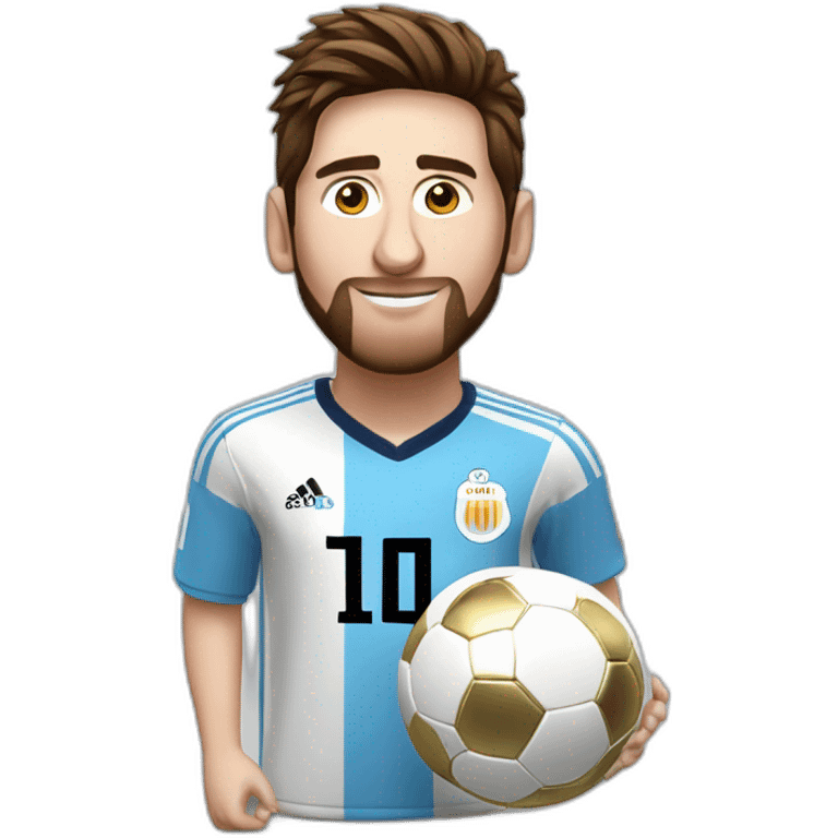 Messi avec le maillot de l'argentine avec la coupe du monde et le ballon d'or  emoji