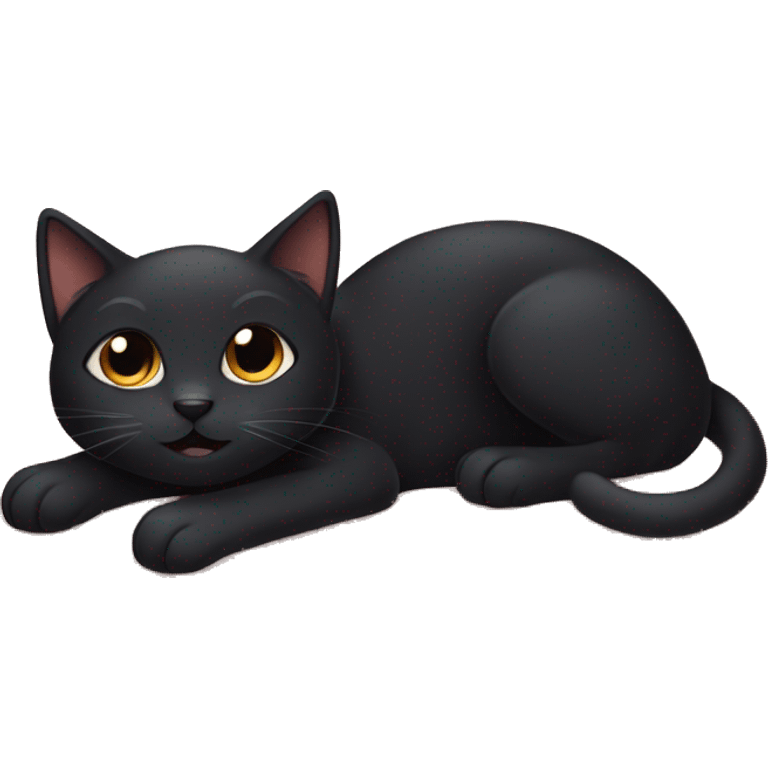 Cute black cat laying on a blanket emoji