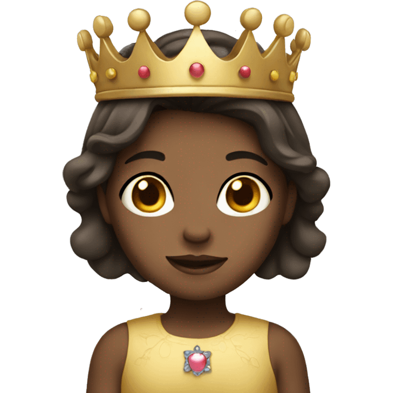 child dark brown hair wearing crown emoji