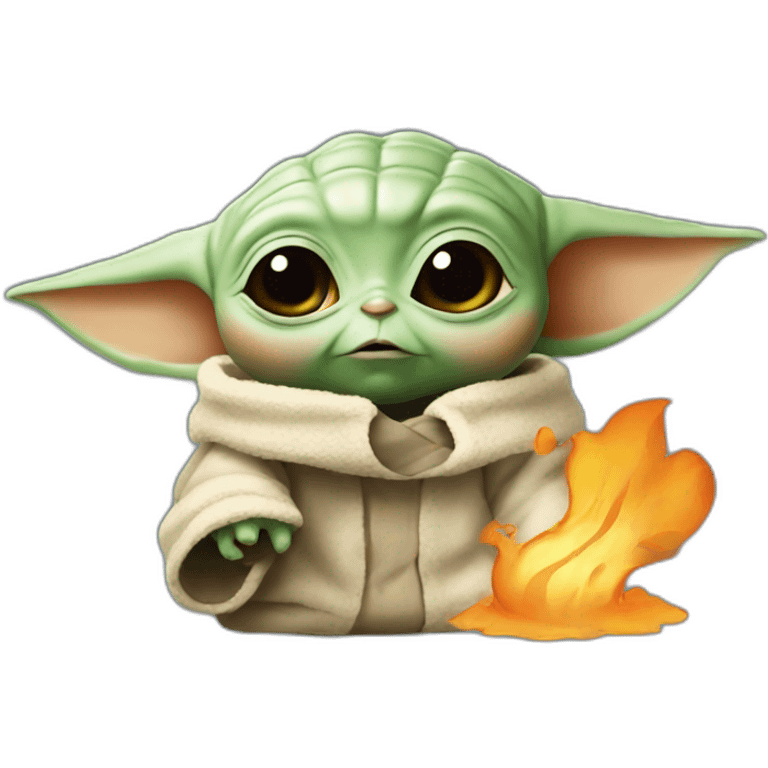 baby yoda with a valencia falla emoji