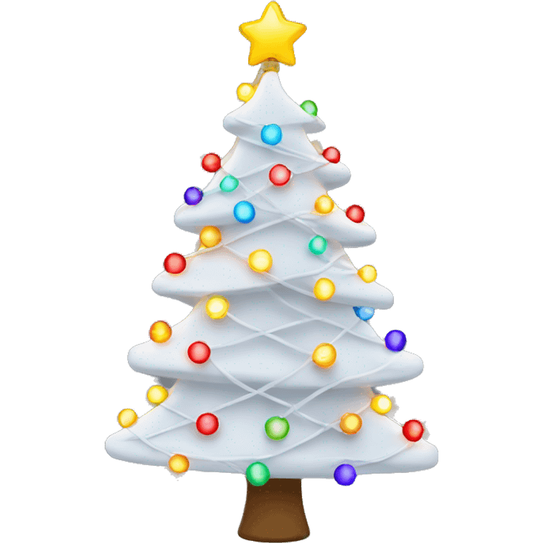 White Christmas tree with colorful string lights emoji