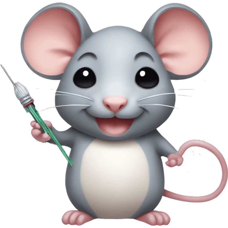 kawaii rat with a needle in his hand emoji