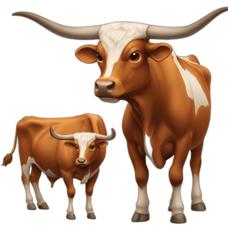 bull, Texas Longhorn, ridiculously long horns, full body, not skinny emoji