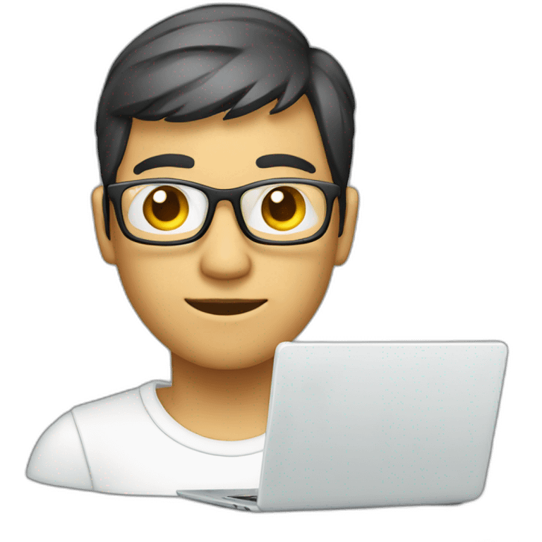 Programmer with glass, with laptop , white skin emoji