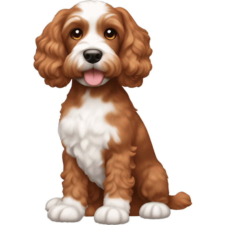 Brownish orange cockapoo dog with white feet emoji