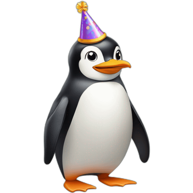 penguin with birthday hat emoji