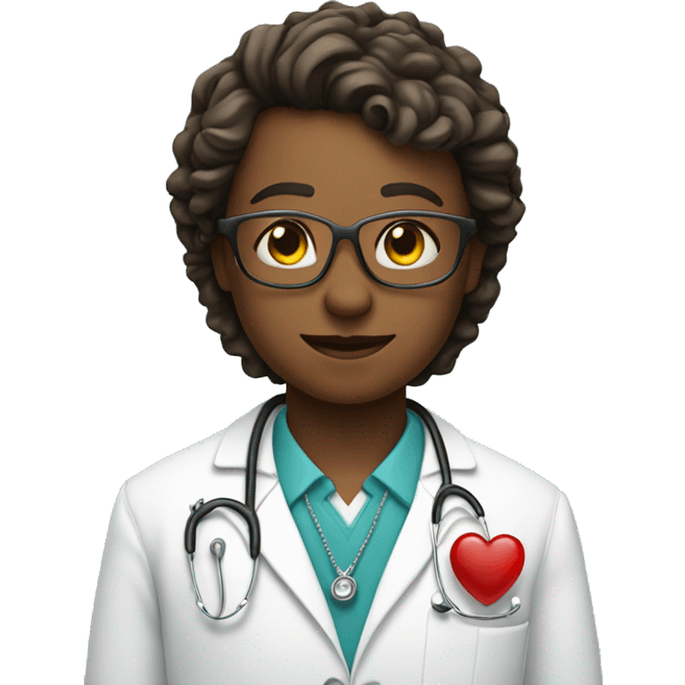 doctor with hearts floating behind and a necklace with a cross emoji