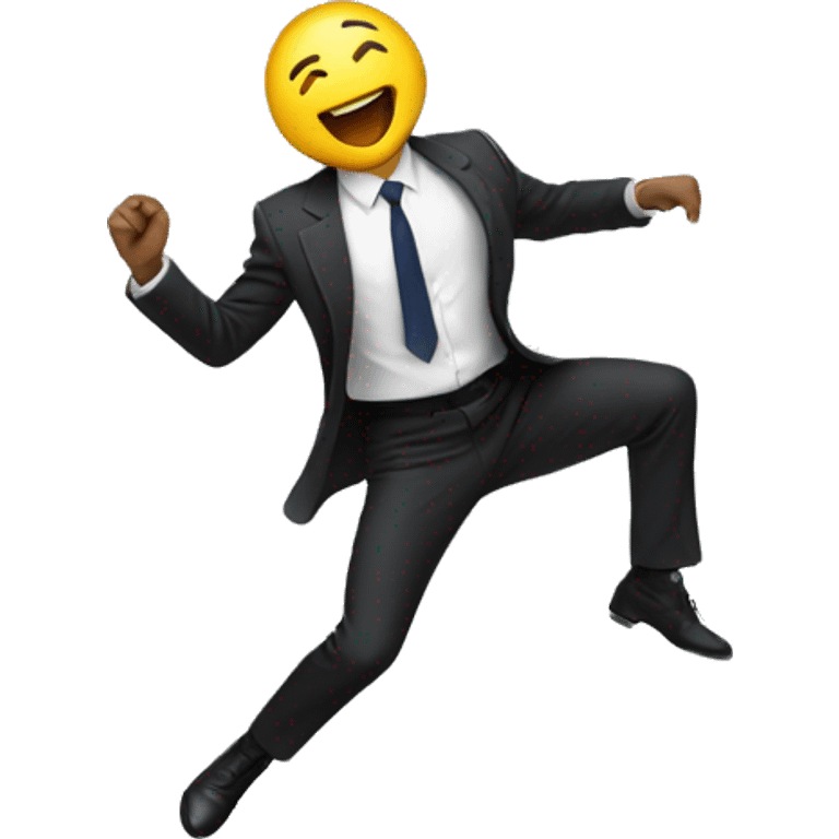 a man in a suit dancing and falling to the ground emoji