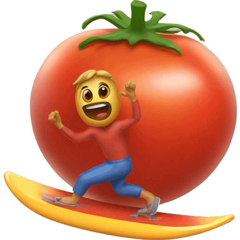 A tomato surfing emoji