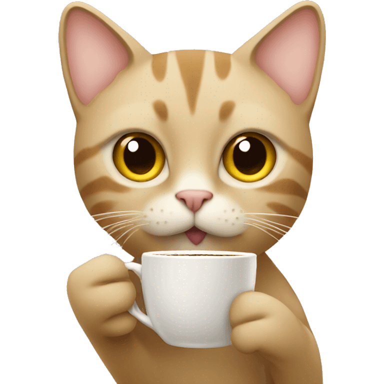 beige cat drinking coffee  emoji