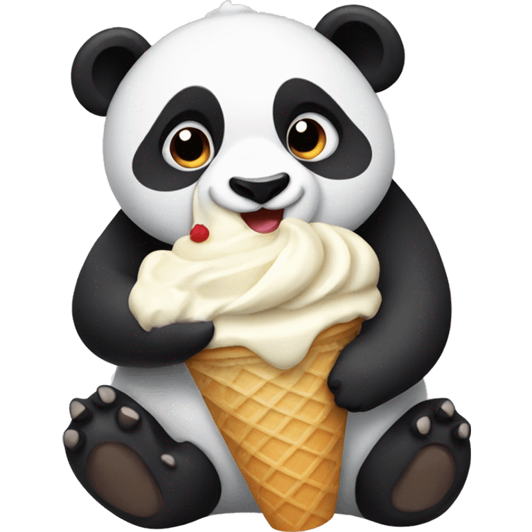 Panda eating ice cream emoji