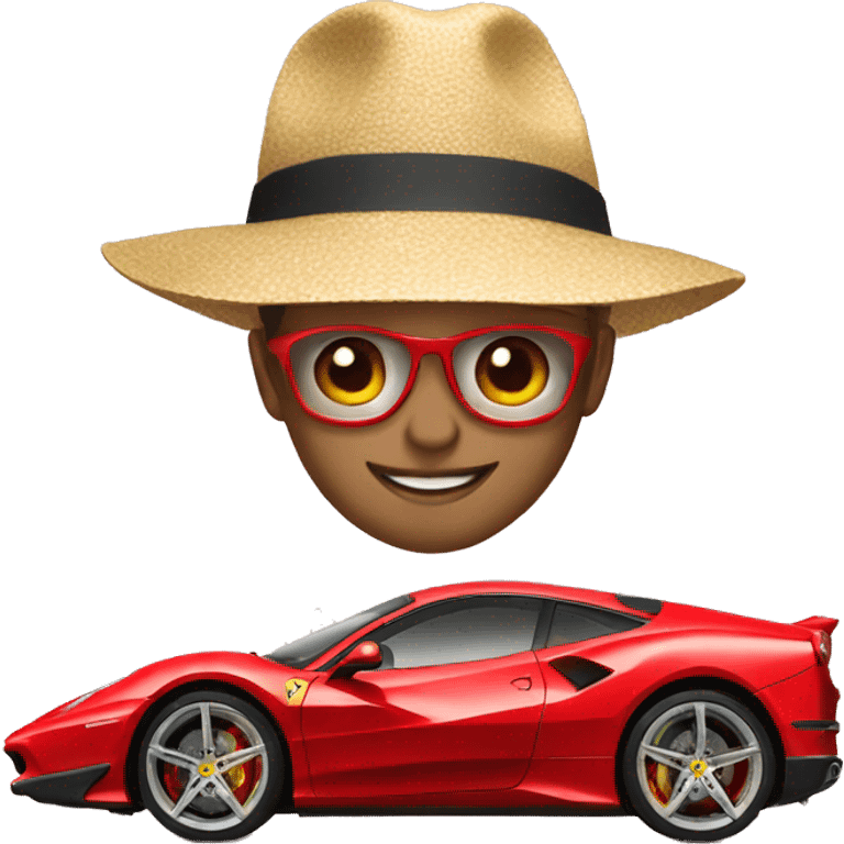 Ferrari with a hat emoji