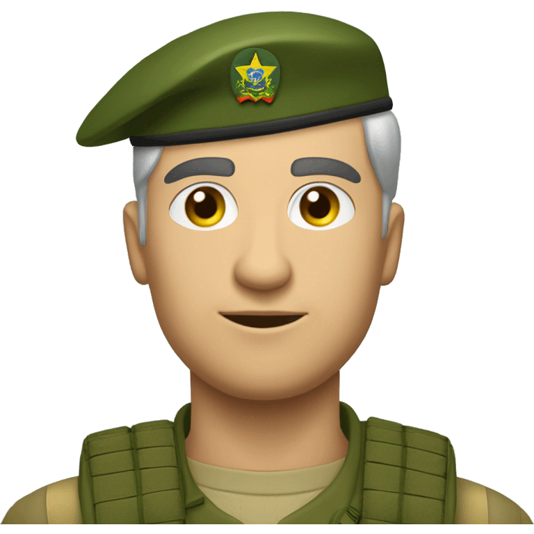 Homem branco com a farda do exército brasileiro  emoji