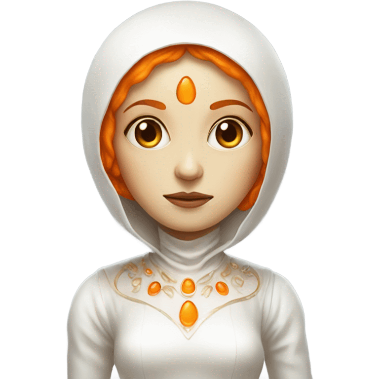 a orange alien woman full body in white Romanov dress emoji