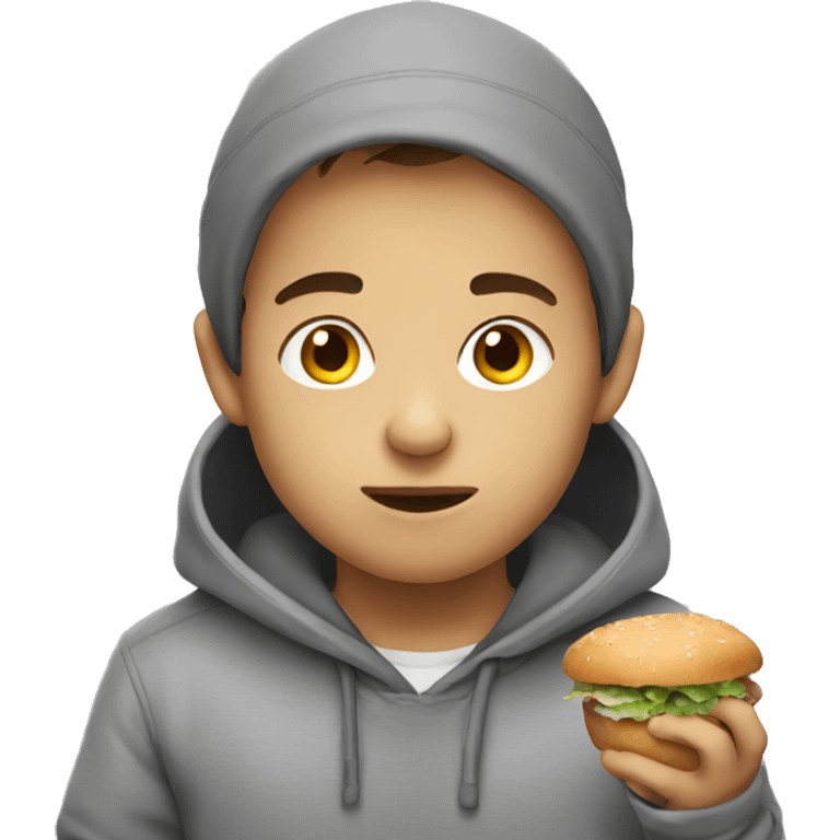 boy eating in grey hoodie emoji