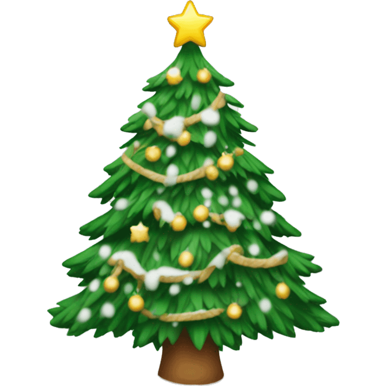 Christmas tree with snow and garland  emoji