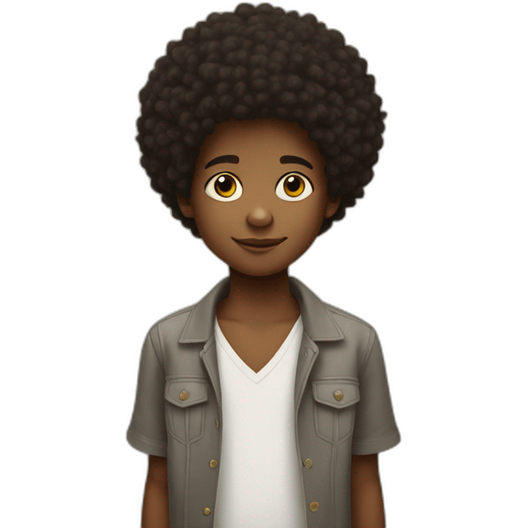 ethiopian kid with afro hair style not big hair, not much of average black kid but fairly white emoji