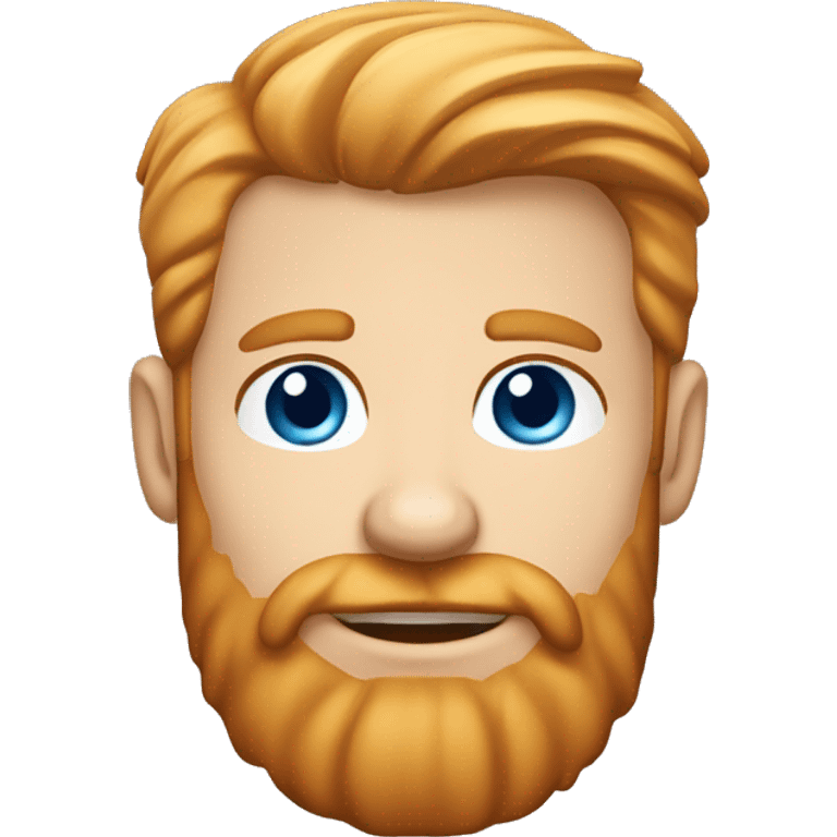 Blond ginger well groomed bearded caucasian man, short hairs, large forehead, blue eyes, red cheeks, lumberjack shirt emoji