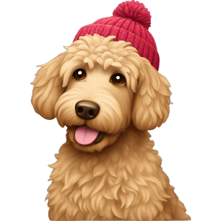 Labradoodle wearing a beanie emoji