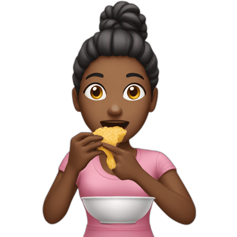 Woman eats emoji