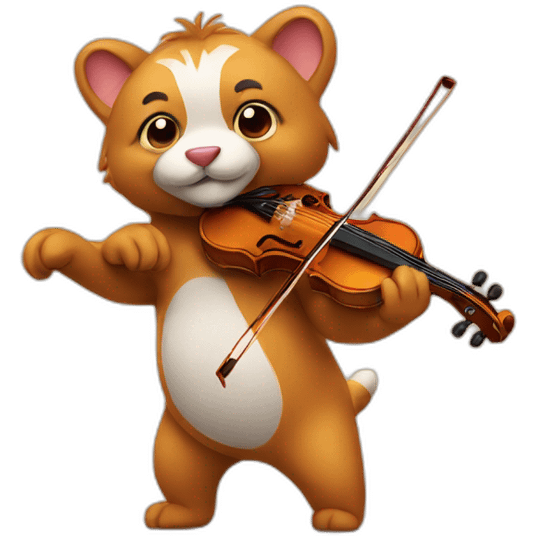 Cute animal playing violin emoji