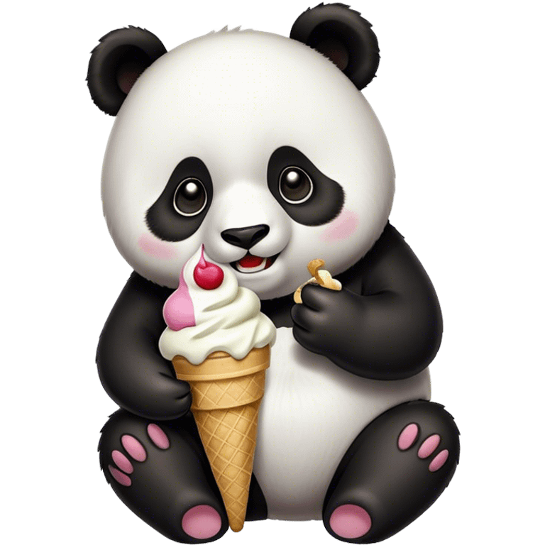 Panda eating ice cream emoji