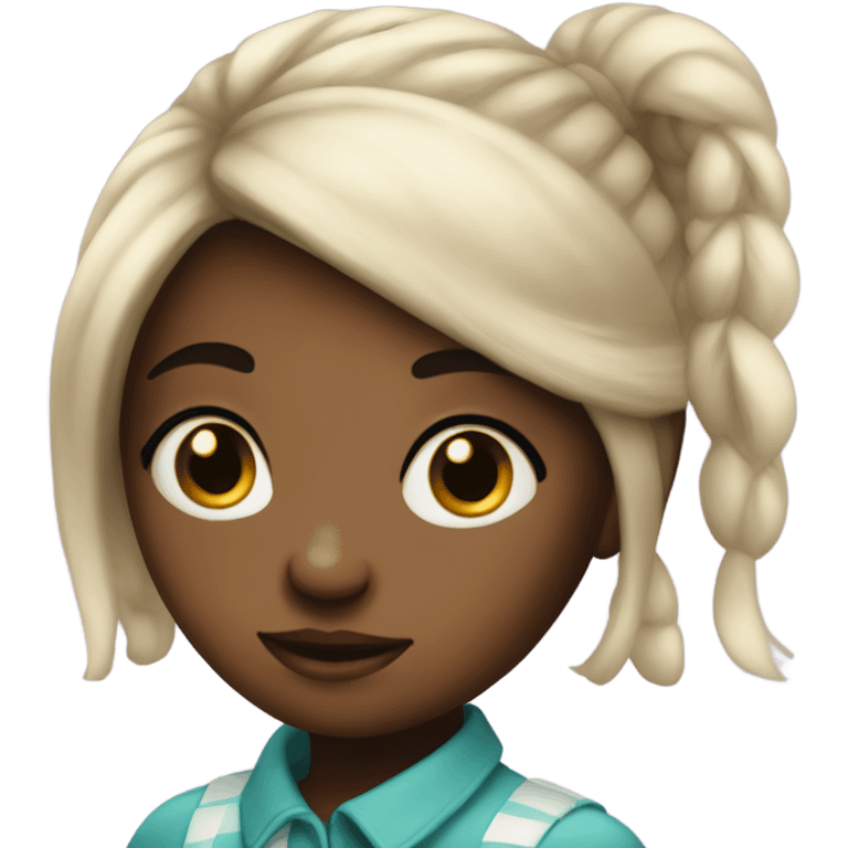 Girl with birthmark on check and 2B type hair emoji