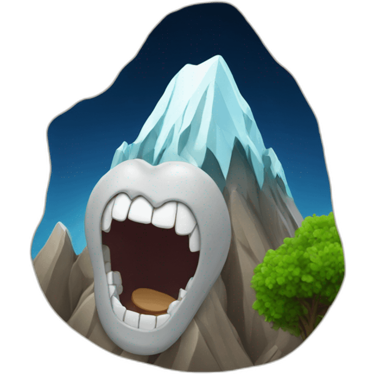 Mountain with a tooth emoji