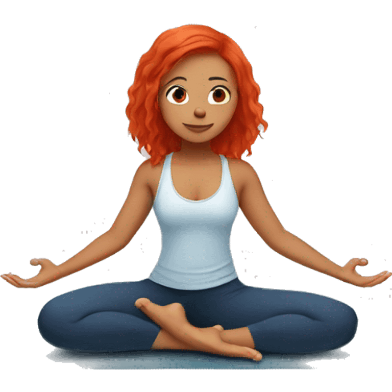 girl with red hair doing Bird of paradise yoga pose emoji