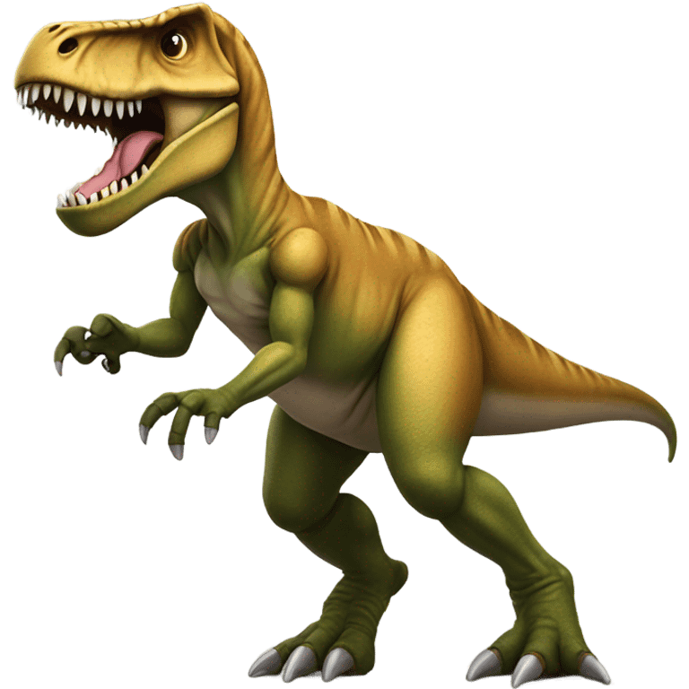 T-Rex with a football helmet and arm extensions emoji