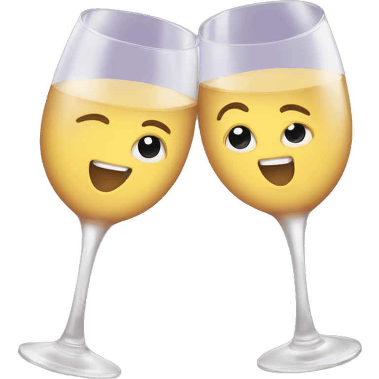 Cute wine glasses making a toast emoji