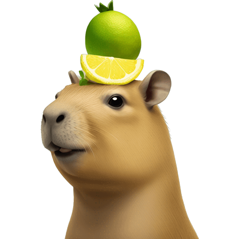 Capybara with lemon on head emoji