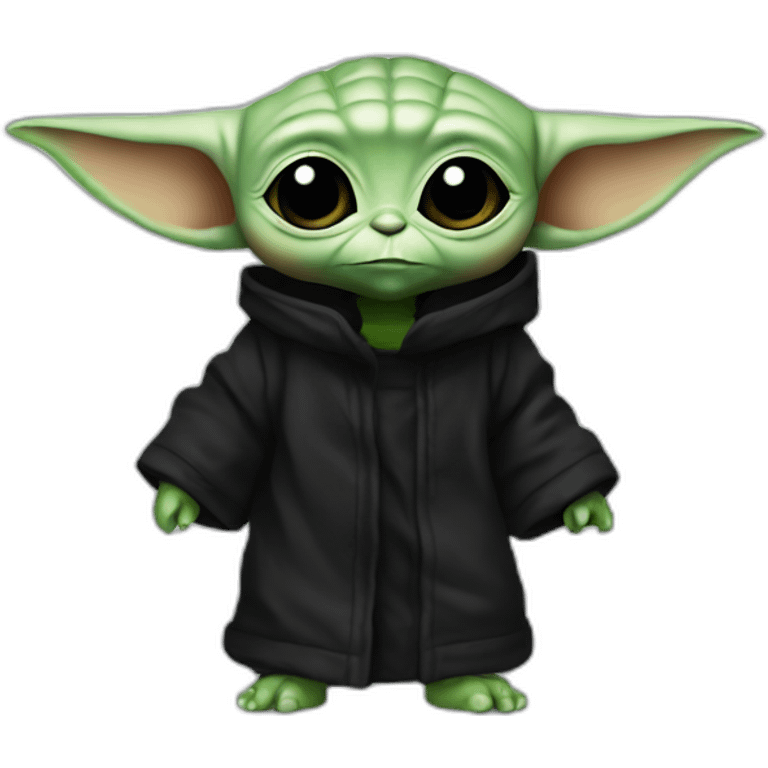 baby yoda with black rave outfit emoji