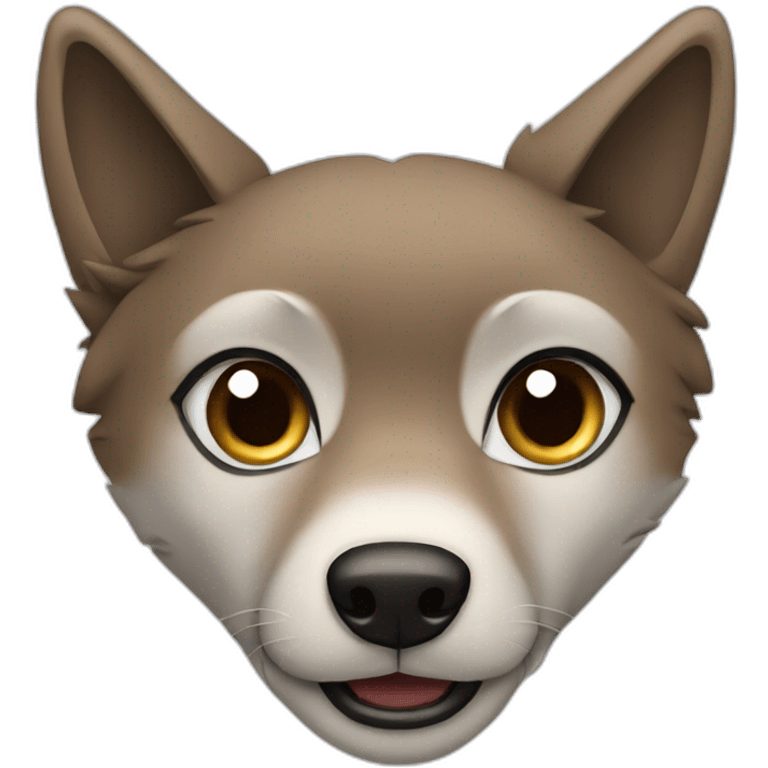 Brown female wolf blue eyes  emoji