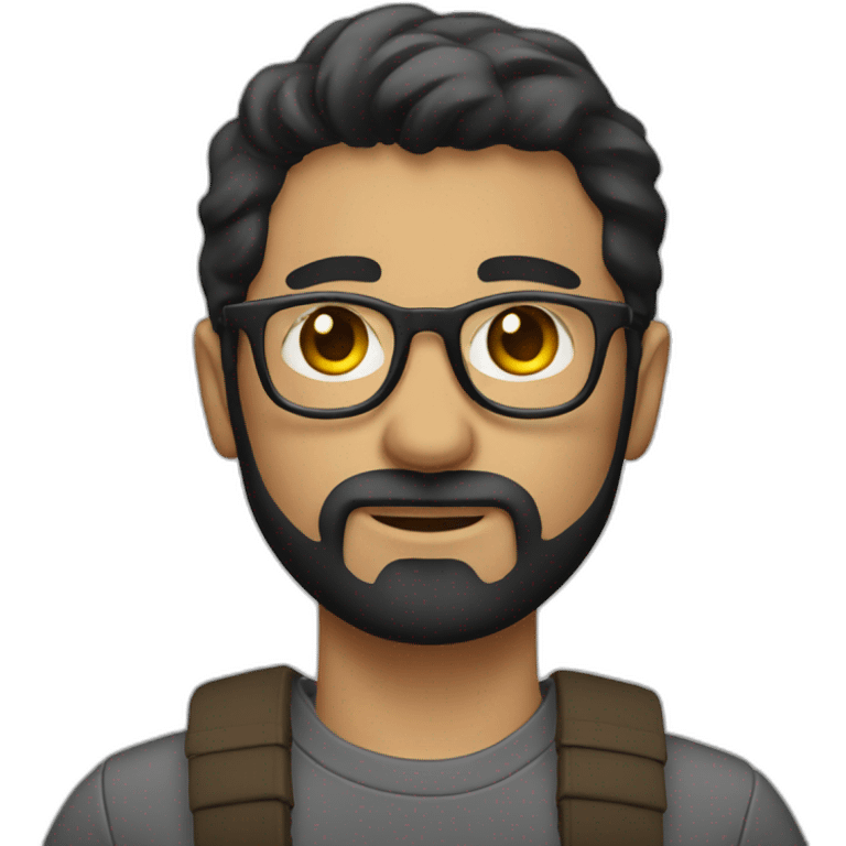 photographer, short hair, dark hair, slight beard, glasses emoji