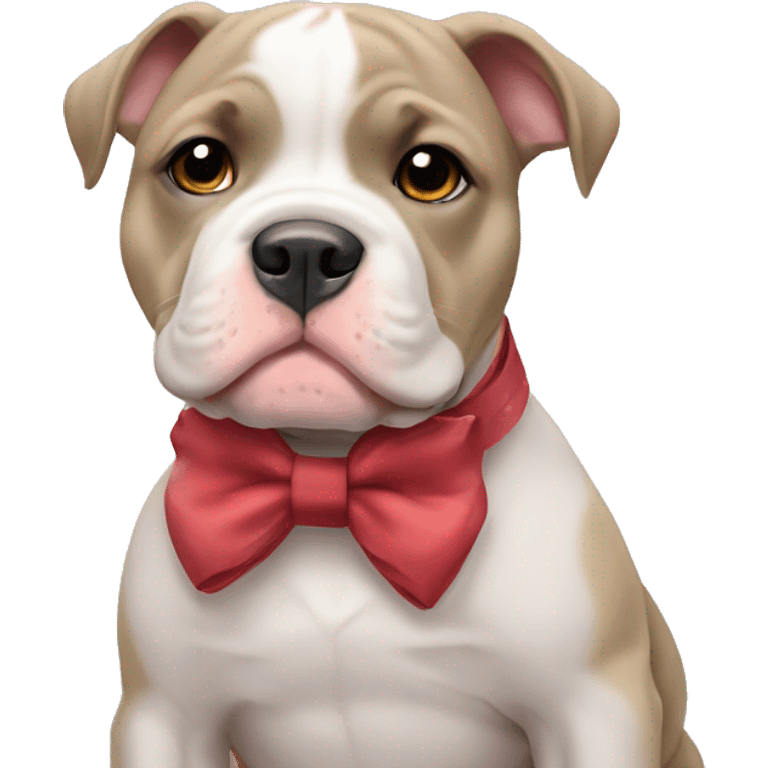 American bully puppy wearing a bow emoji