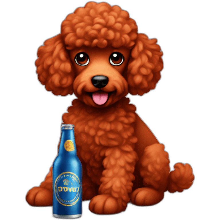 red poodle with a bottle of beer emoji