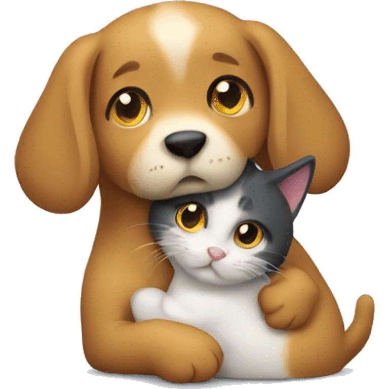 dog and cat hugging  emoji