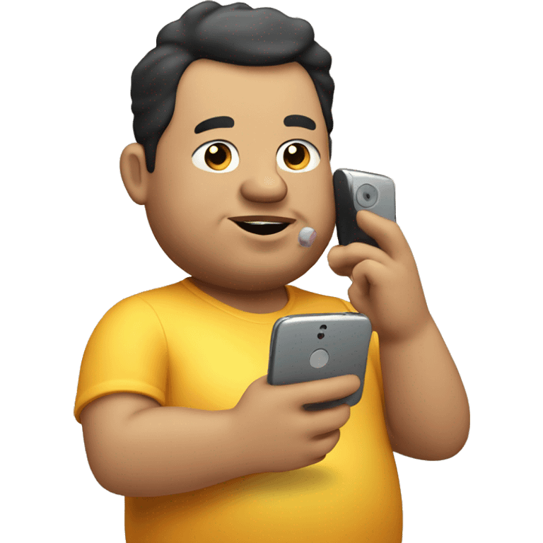 Fat guy recording a video on his phone with fat nose emoji