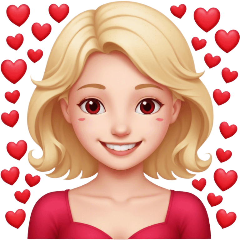 smiling girl with hearts happy Valentine’s Day emoji