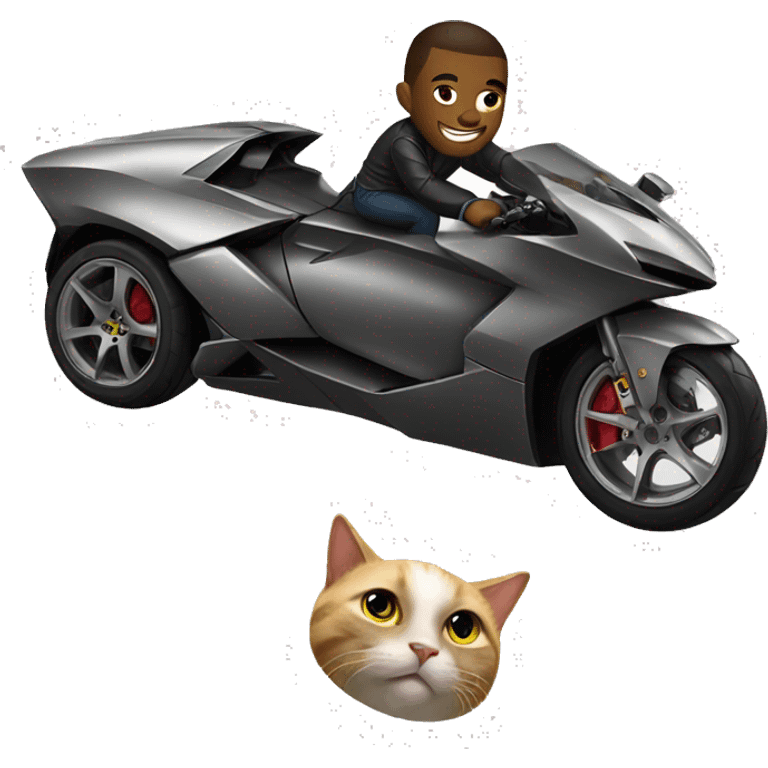 Cat riding Lamborghini  emoji