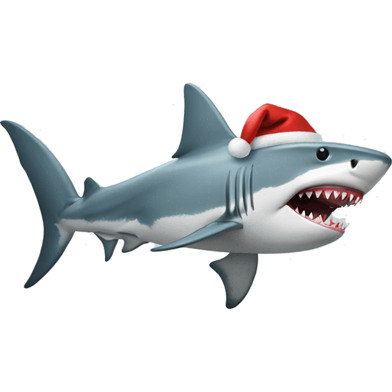 Shark with a christmas hat  emoji