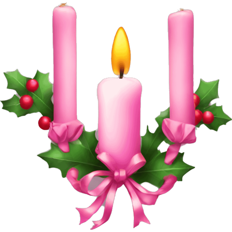 christmas pink garland and candle  emoji