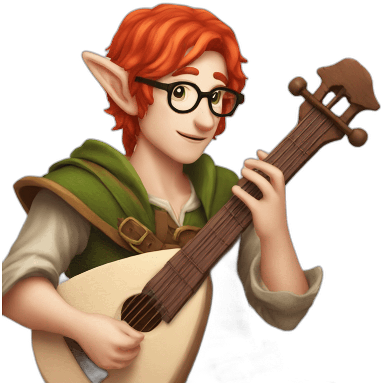 elf bard red hair glases lute emoji