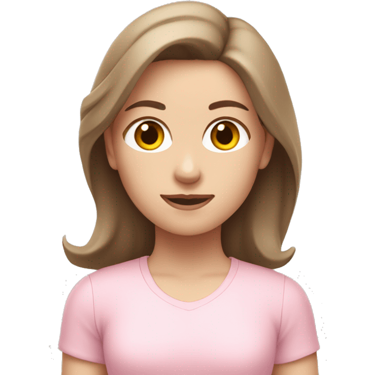 Brown hair white girl  in light pink clothes exercising emoji