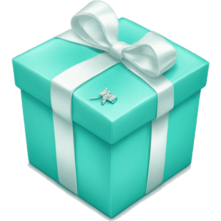 Realistic tiffany blue present with Tiffany co logo emoji