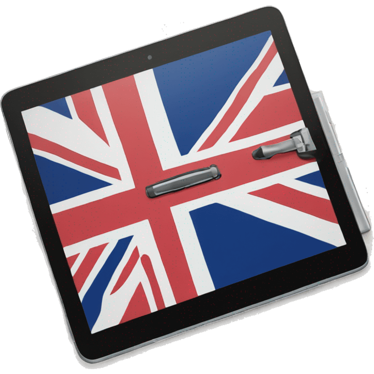 iPad tablet with English flag emoji